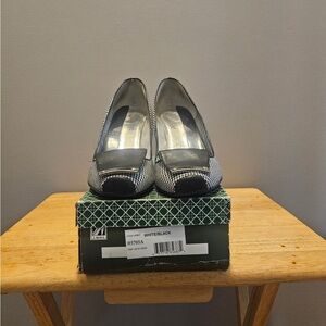 J.Renee White and Black Houndstooth Low Heel Pumps